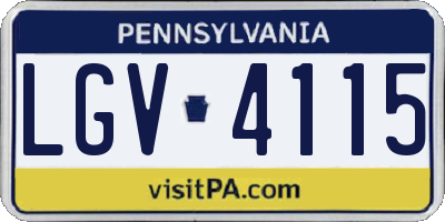 PA license plate LGV4115