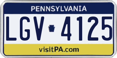PA license plate LGV4125