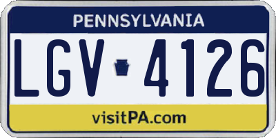 PA license plate LGV4126