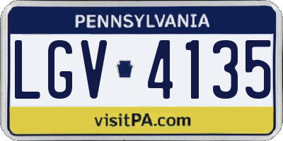 PA license plate LGV4135