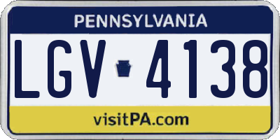 PA license plate LGV4138