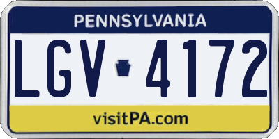 PA license plate LGV4172