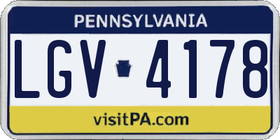 PA license plate LGV4178