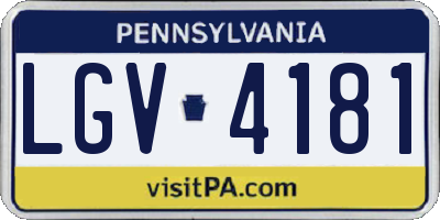 PA license plate LGV4181