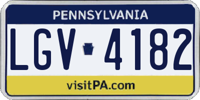PA license plate LGV4182