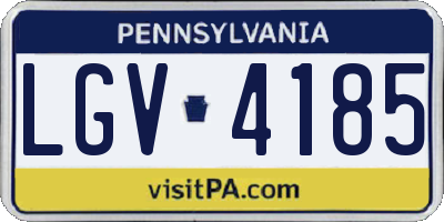 PA license plate LGV4185