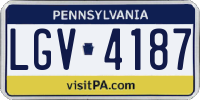 PA license plate LGV4187