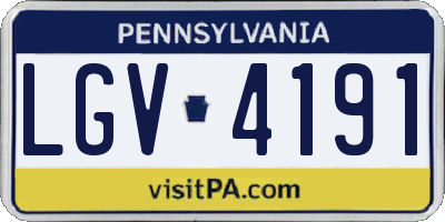 PA license plate LGV4191
