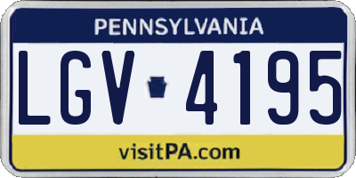 PA license plate LGV4195
