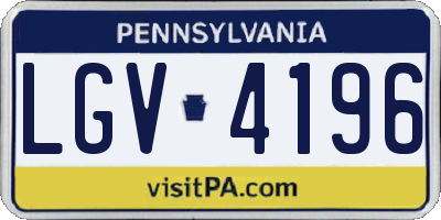 PA license plate LGV4196