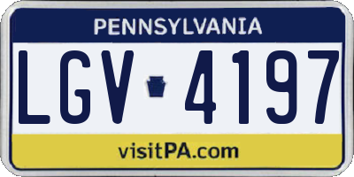 PA license plate LGV4197