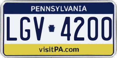 PA license plate LGV4200