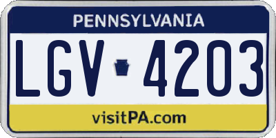 PA license plate LGV4203