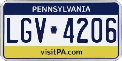 PA license plate LGV4206