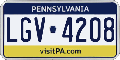 PA license plate LGV4208