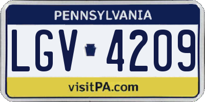PA license plate LGV4209