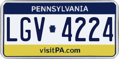 PA license plate LGV4224