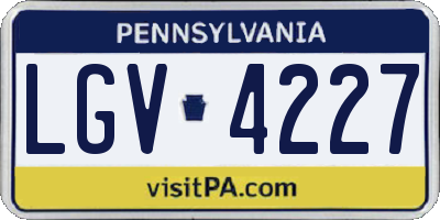 PA license plate LGV4227