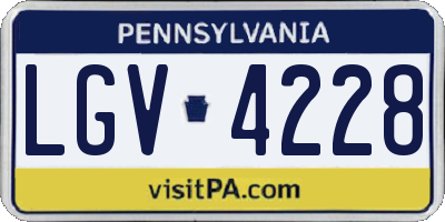 PA license plate LGV4228