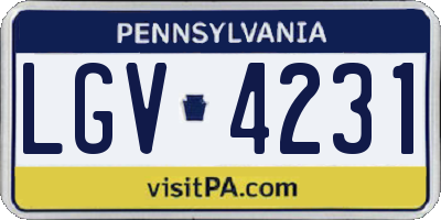PA license plate LGV4231