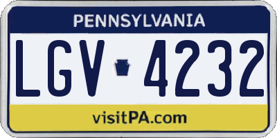 PA license plate LGV4232