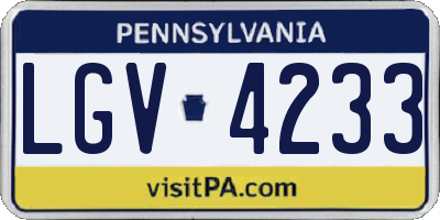PA license plate LGV4233