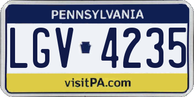 PA license plate LGV4235