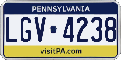 PA license plate LGV4238