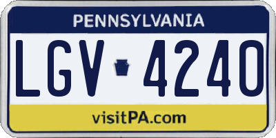PA license plate LGV4240