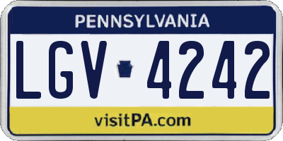 PA license plate LGV4242