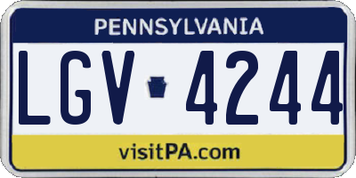 PA license plate LGV4244