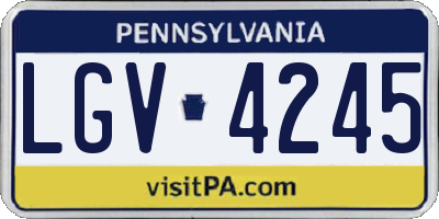 PA license plate LGV4245