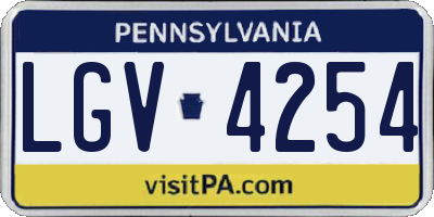 PA license plate LGV4254