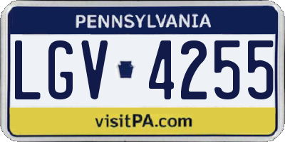 PA license plate LGV4255