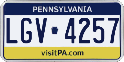 PA license plate LGV4257