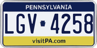 PA license plate LGV4258