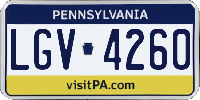 PA license plate LGV4260