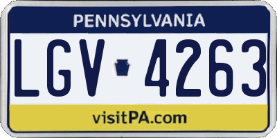 PA license plate LGV4263
