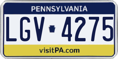 PA license plate LGV4275