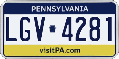 PA license plate LGV4281