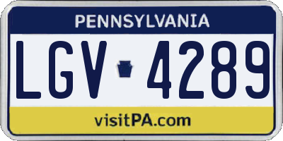 PA license plate LGV4289