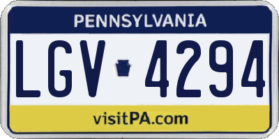 PA license plate LGV4294