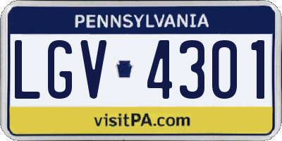 PA license plate LGV4301