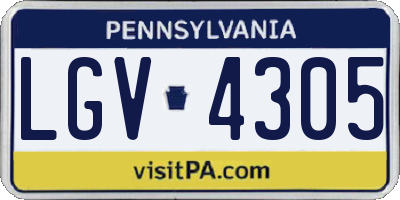 PA license plate LGV4305