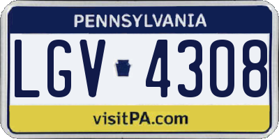 PA license plate LGV4308