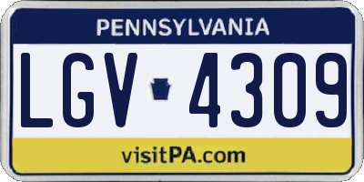 PA license plate LGV4309