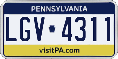PA license plate LGV4311