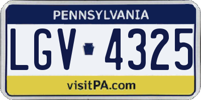 PA license plate LGV4325