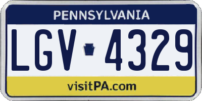 PA license plate LGV4329