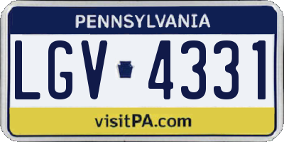 PA license plate LGV4331